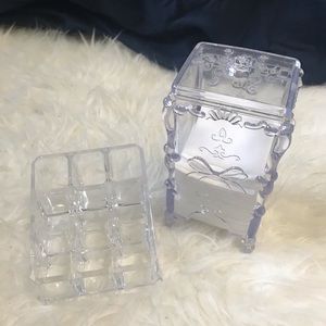 Acrylic cotton and lipstick holder